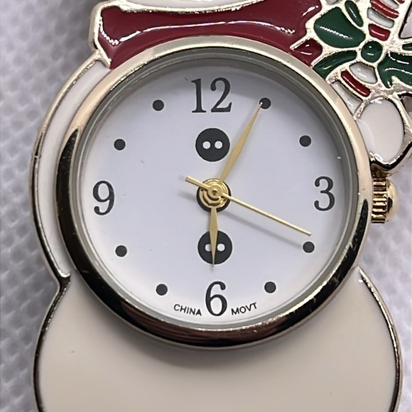 Kim Rogers Snowman Watch with Candy Cane Accent and Faux Patent Leather Strap - Picture 2 of 10